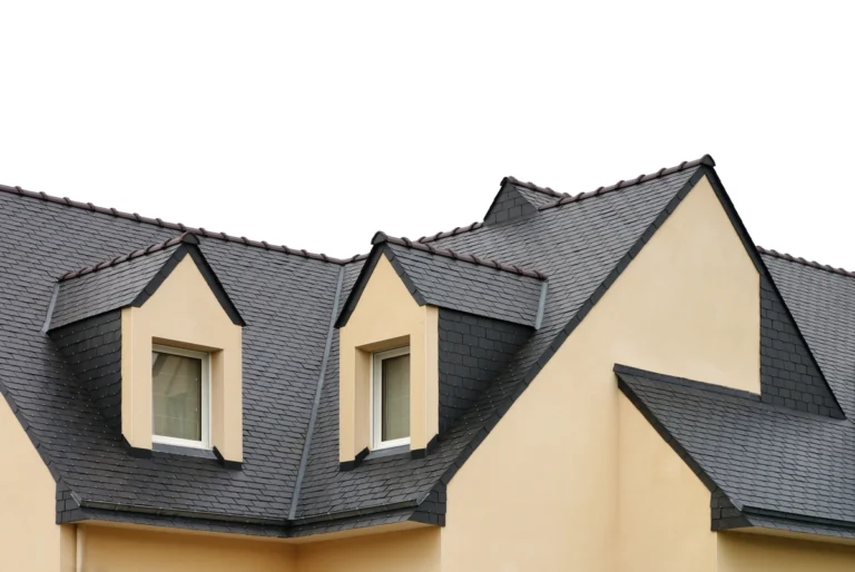 new installed slate roof on family house