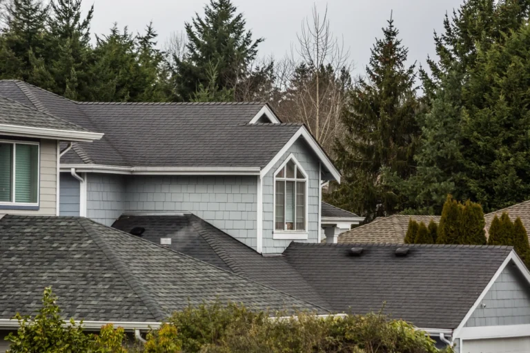 home with composite roof shingles