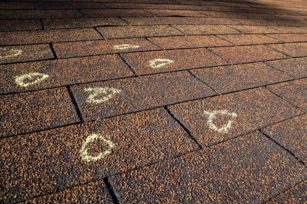marking on asphalt shingle