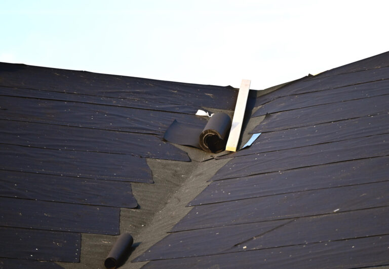 roof underlayment-close up of roof underlayment on a roof