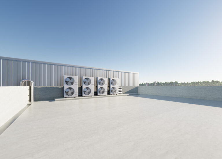 commercial roof financing-tpo roofing on a commercial roof under blue sky
