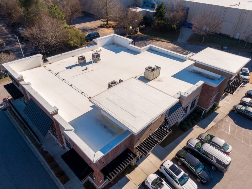 aerial view of commercial TPO roof