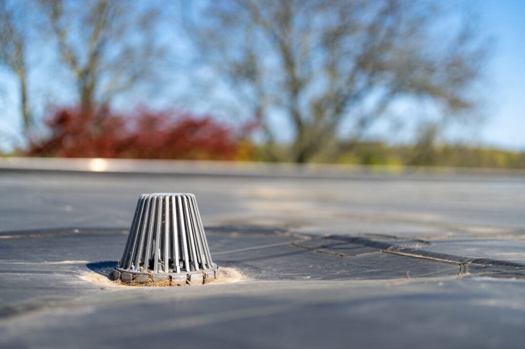 flat roof drain to prevent leaks