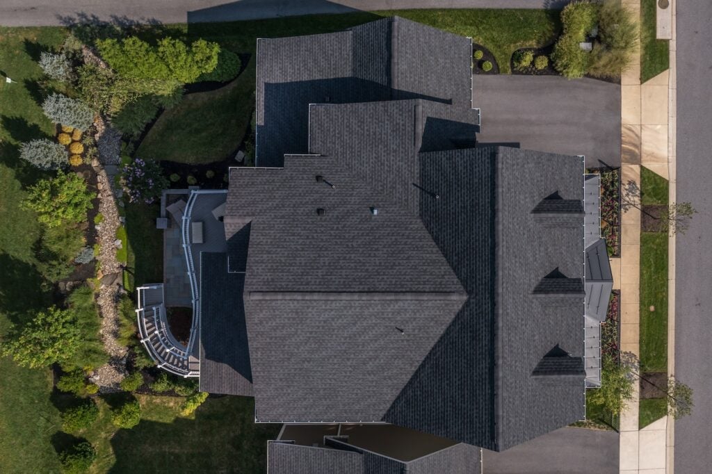 aerial view of roof inspection