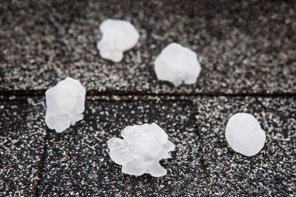 Hail in on roof after hailstorm