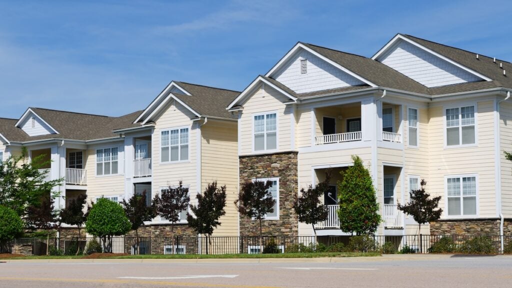 Typical apartment complex building in suburban area