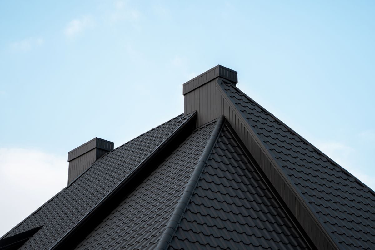 Modern black metal tile roof