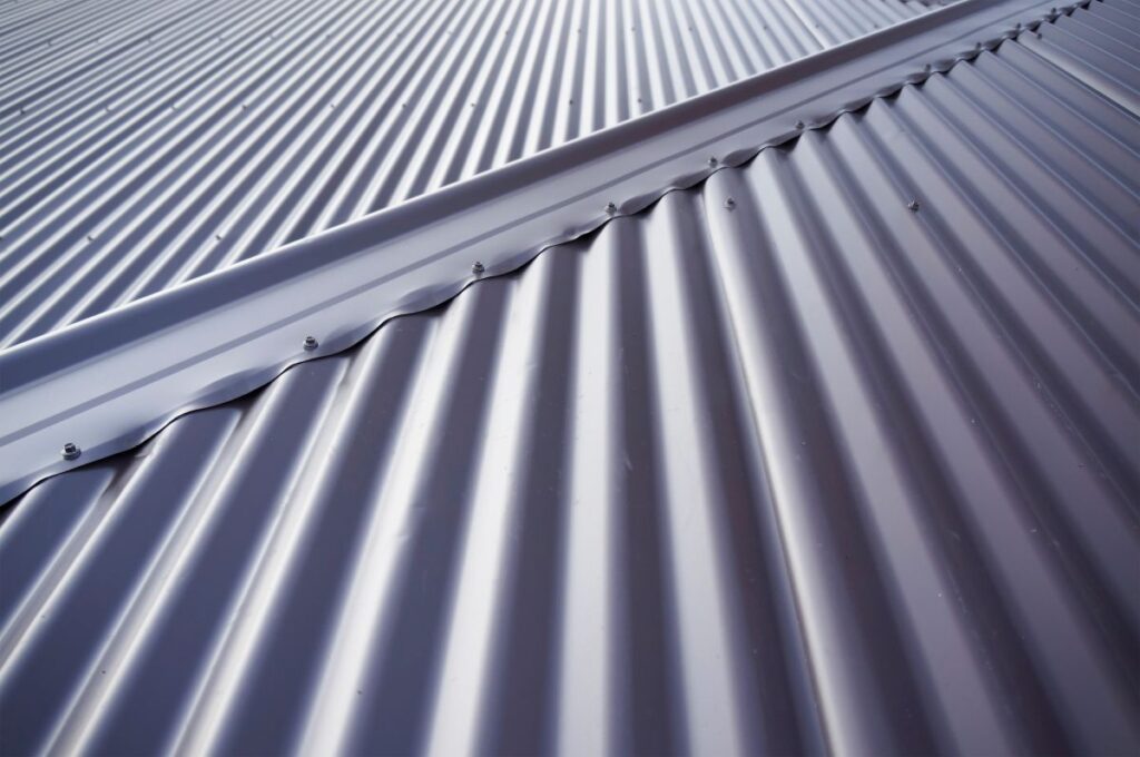 close-up of metal sheet roof