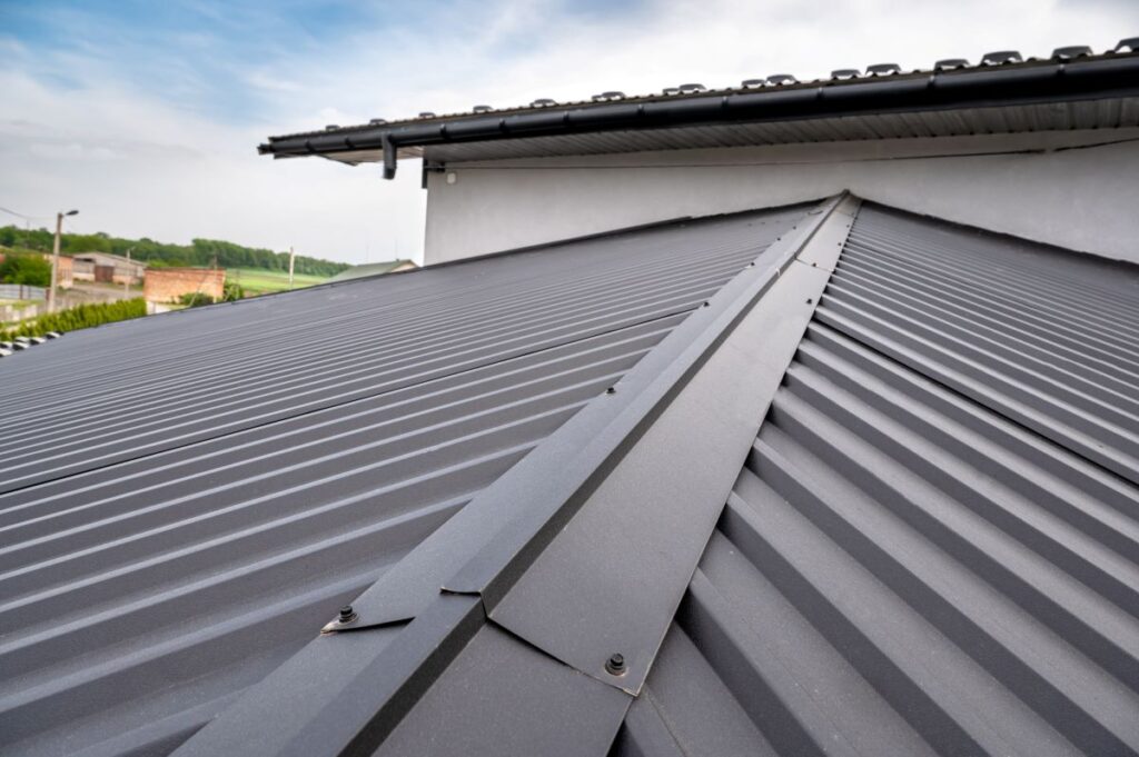 close up view of a metal roof