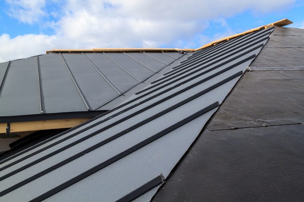 metal black roof in progress