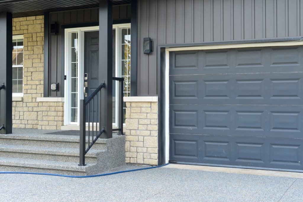 closeup of board and batten metal wood siding