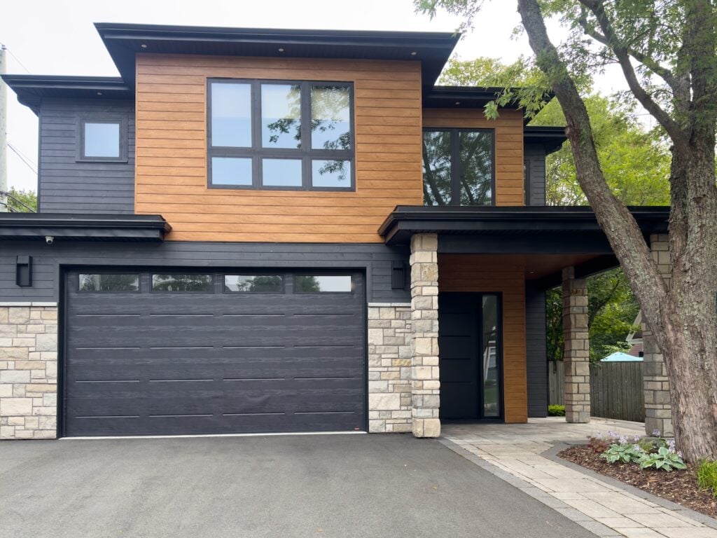 modern home metal wood siding