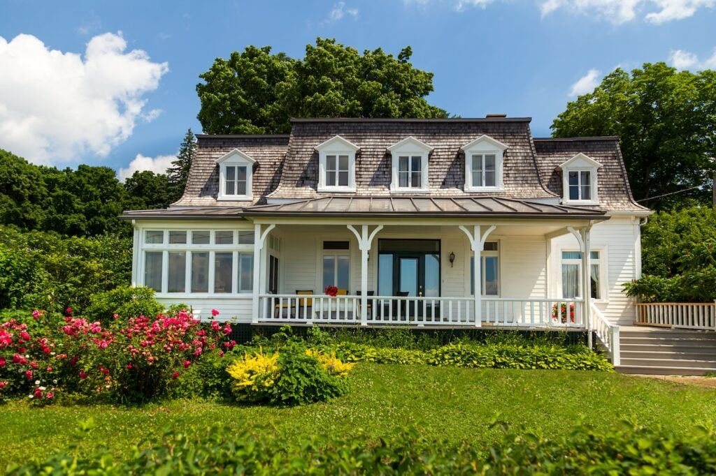metal and shingle mansard roof