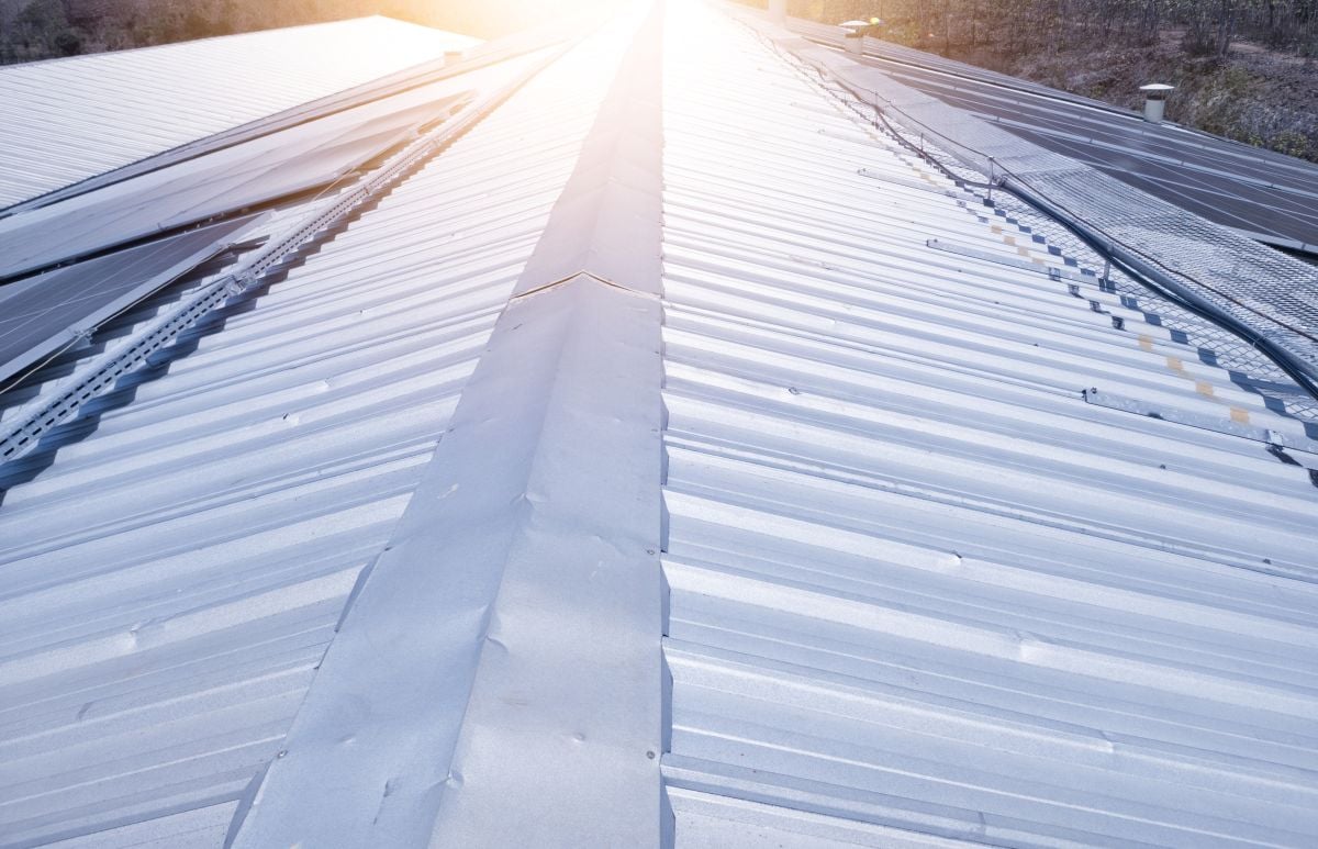 close-up of commercial metal roof