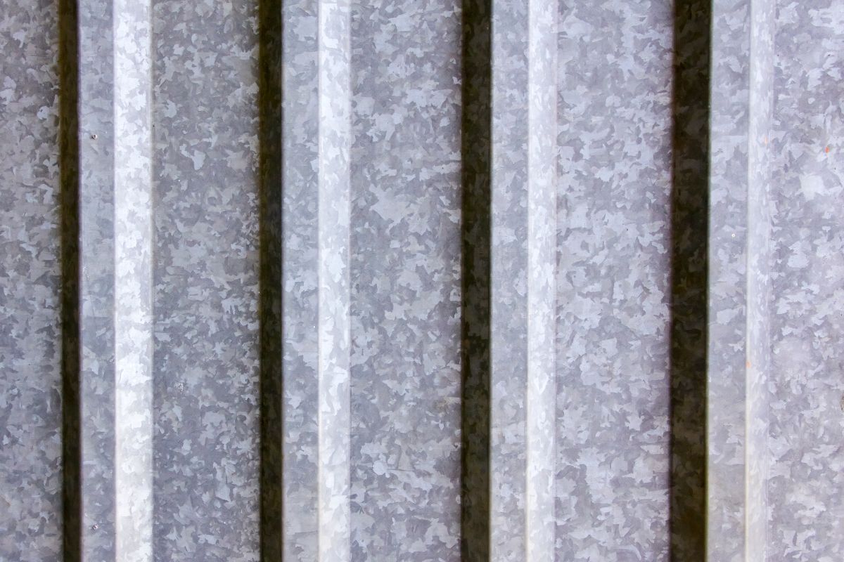 close-up of trapezoid metal panels